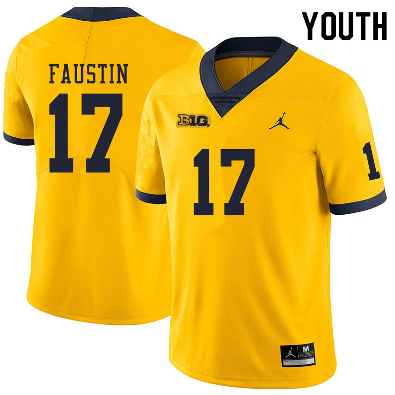 Youth #17 Sammy Faustin Michigan Wolverines College Football Jerseys Sale-Yellow